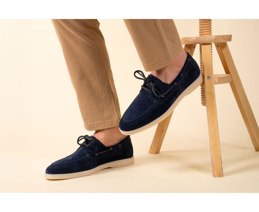 Chaussure Bateau Velours Navy - MOCKINYA