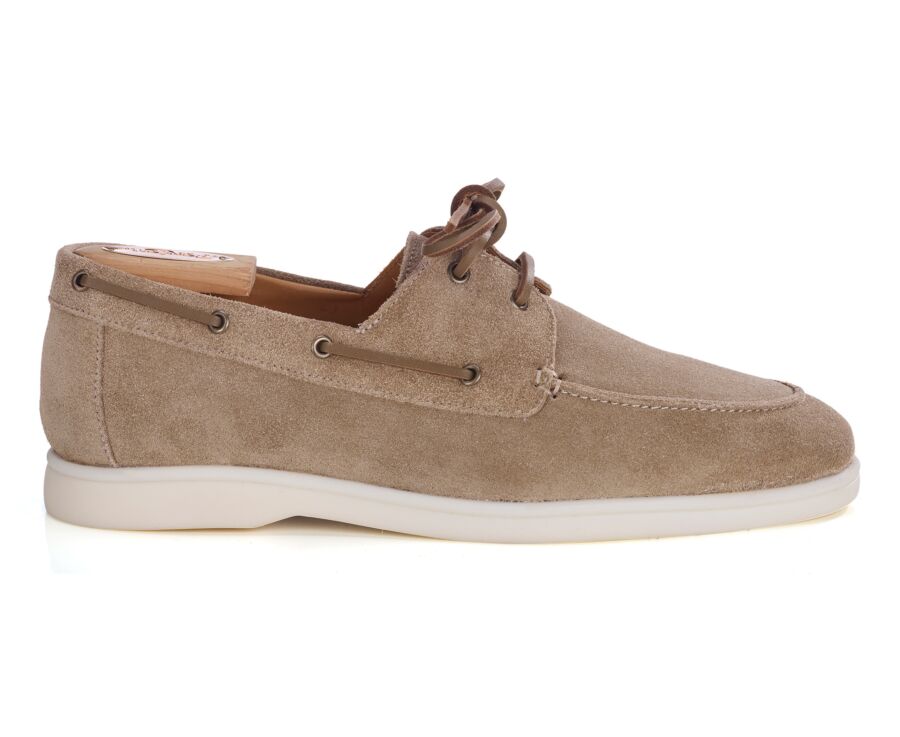 Chaussure Bateau Velours Beige foncé - MOCKINYA