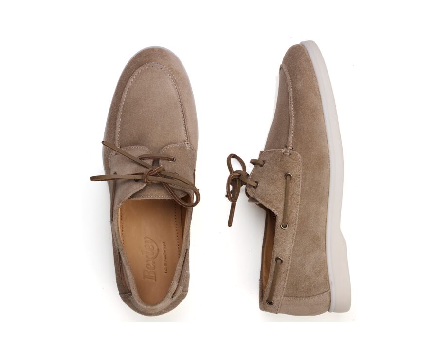 Chaussure Bateau Velours Beige foncé - MOCKINYA