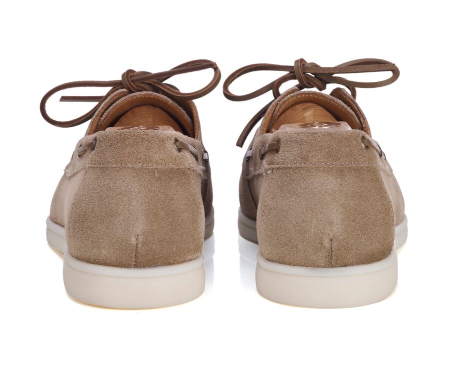 Chaussure Bateau Velours Beige foncé - MOCKINYA