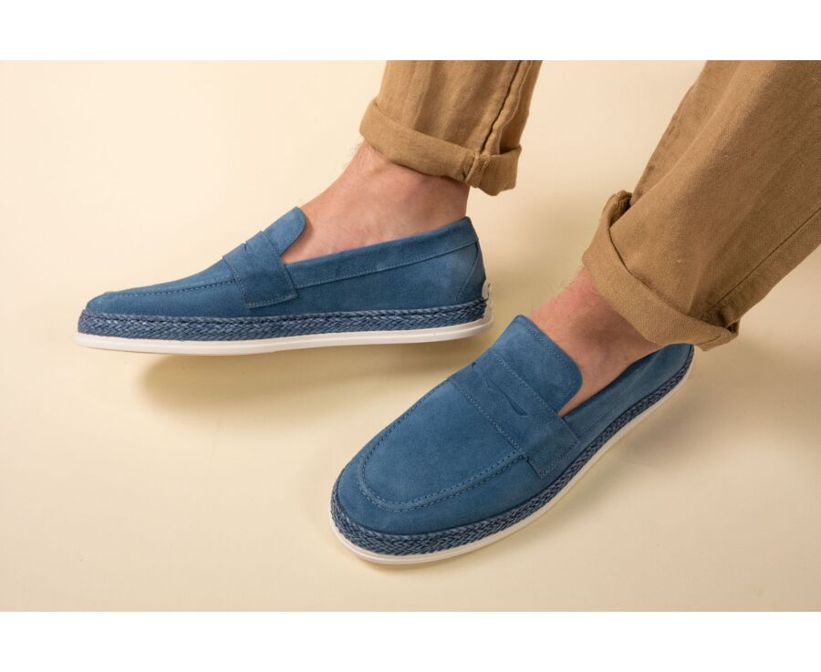 Mocassin Homme en Velours Bleu - MUNTIRI