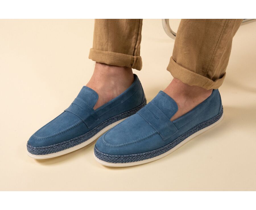 Mocassin Homme en Velours Bleu - MUNTIRI
