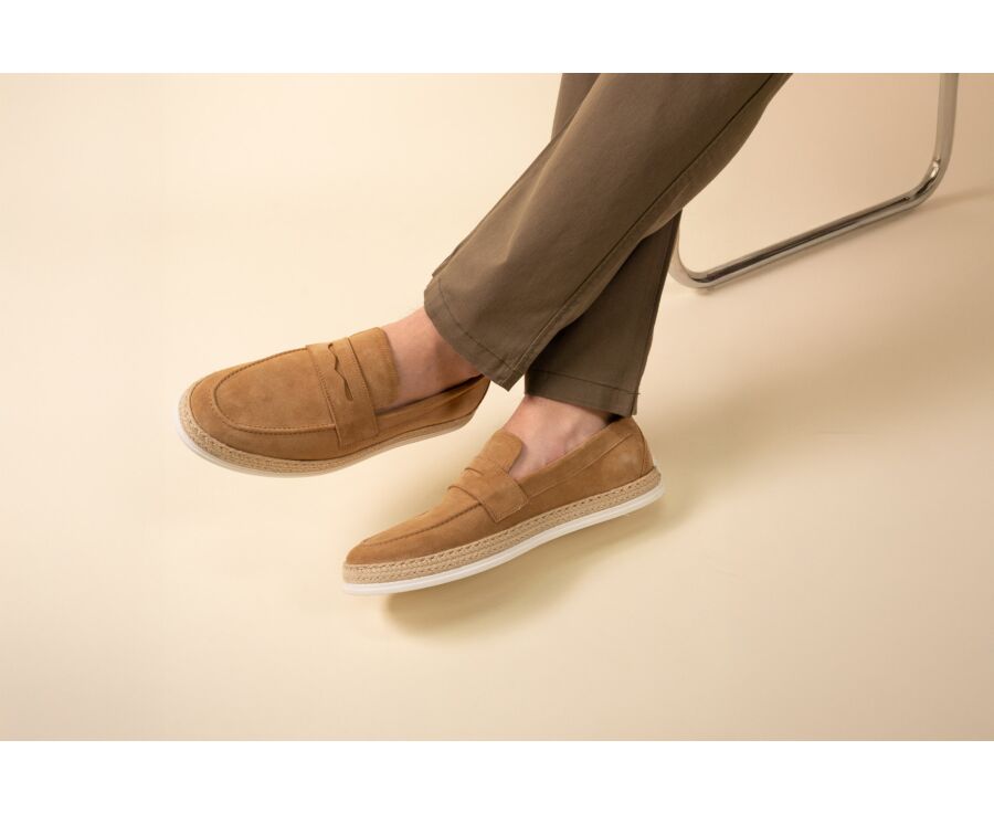 Mocassin Homme en Velours Camel - MUNTIRI