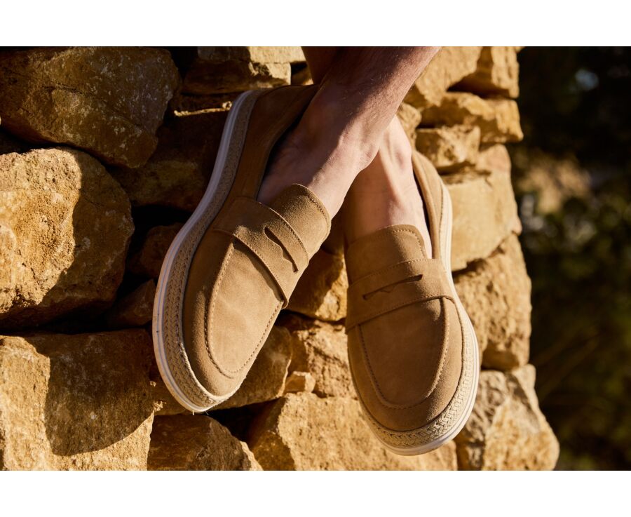 Mocassin Homme en Velours Camel - MUNTIRI