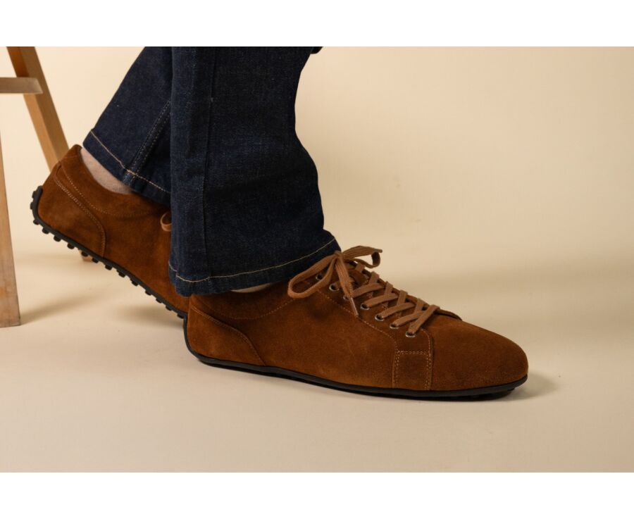 Sneaker derby en velours Camel - BUNBURY