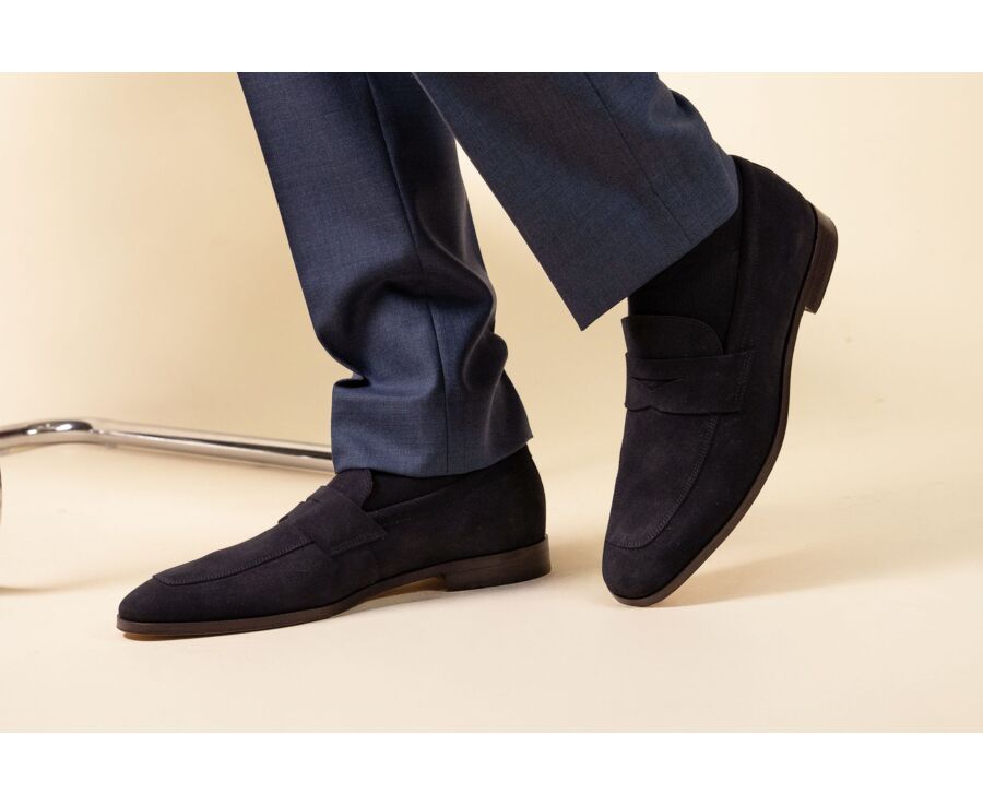 Mocassin homme - Velours Navy - CANNERO