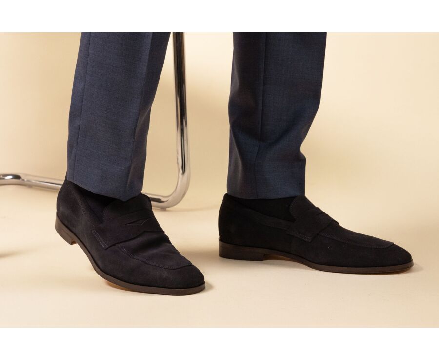 Mocassin homme - Velours Navy - CANNERO