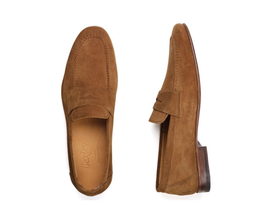 Mocassin homme tabac en velours - style british - FINERO