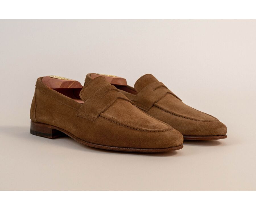 Mocassin homme tabac en velours - style british - FINERO