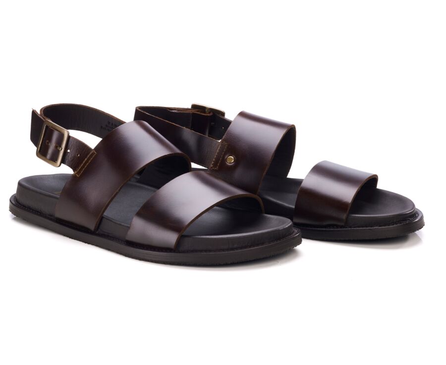 Sandale plate avec lanière Chocolat - KANIVA