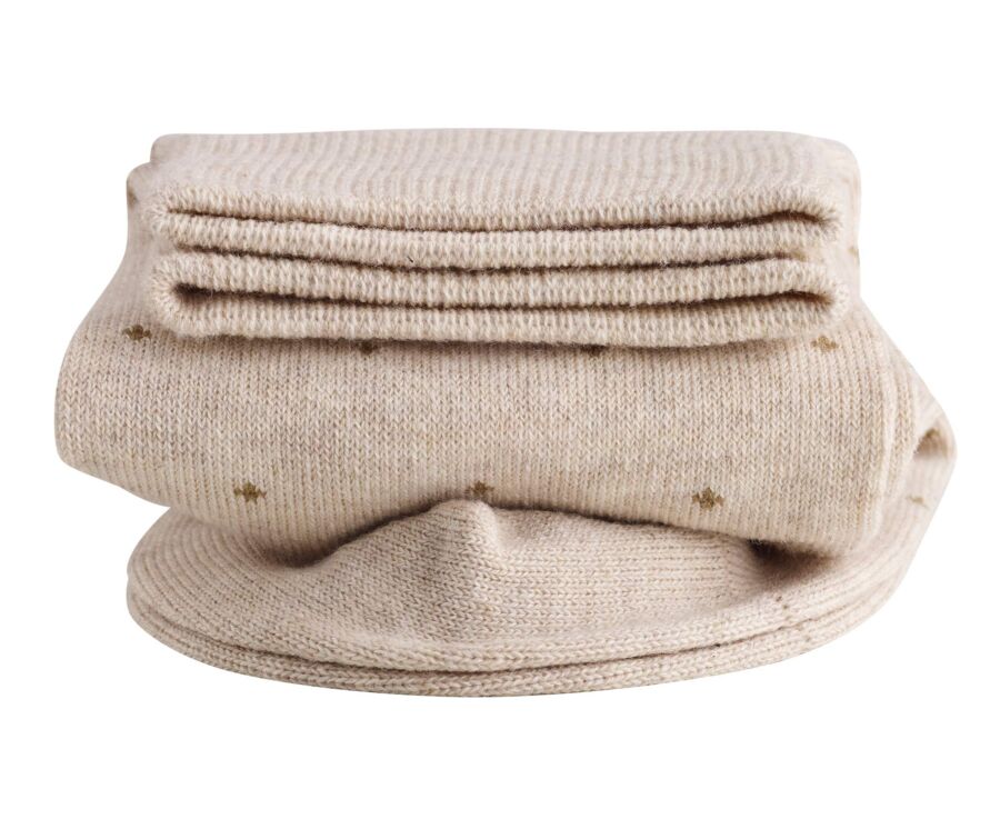 Chaussettes en coton à motif - Beige chiné et camel