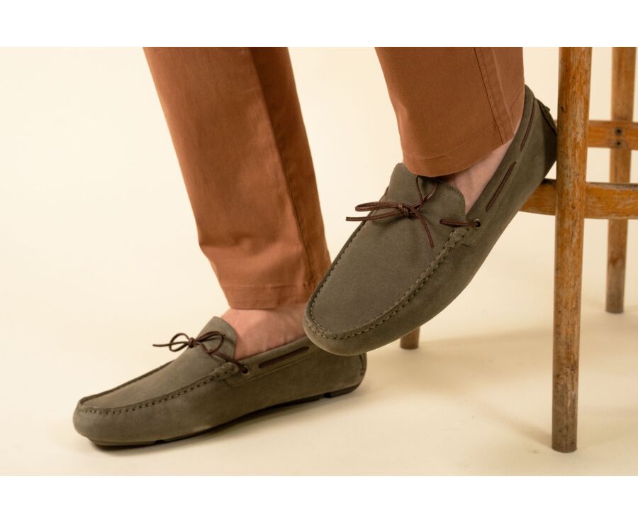 Mocassin Homme en Velours Vert Sauge - FLAGAMI II