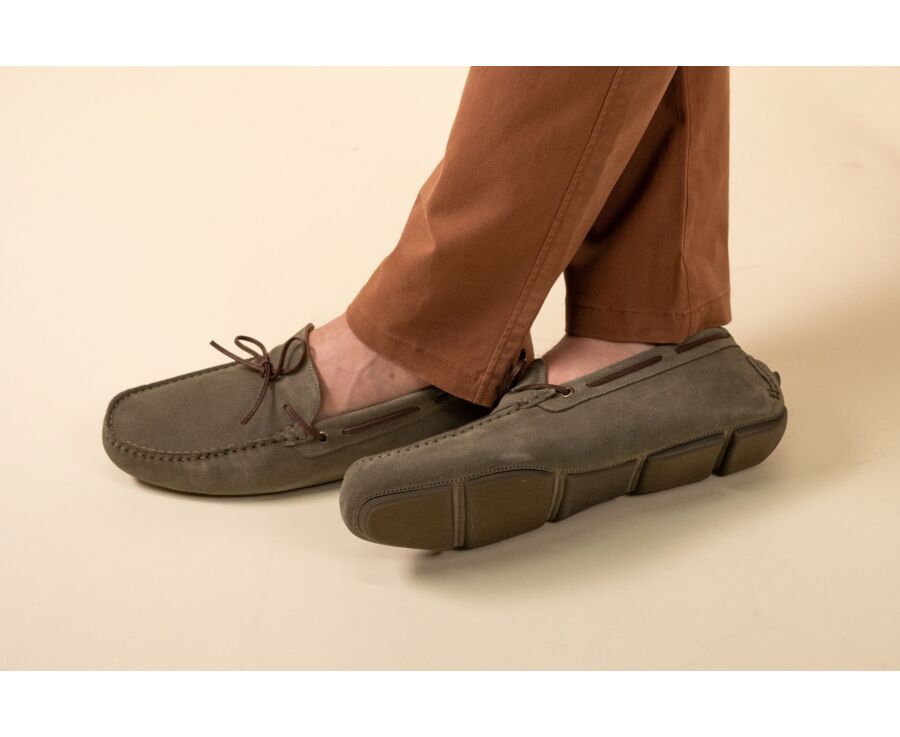 Mocassin Homme en Velours Vert Sauge - FLAGAMI II