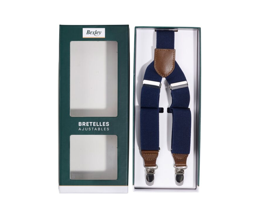 Bretelles Marine avec Détails Châtaigne