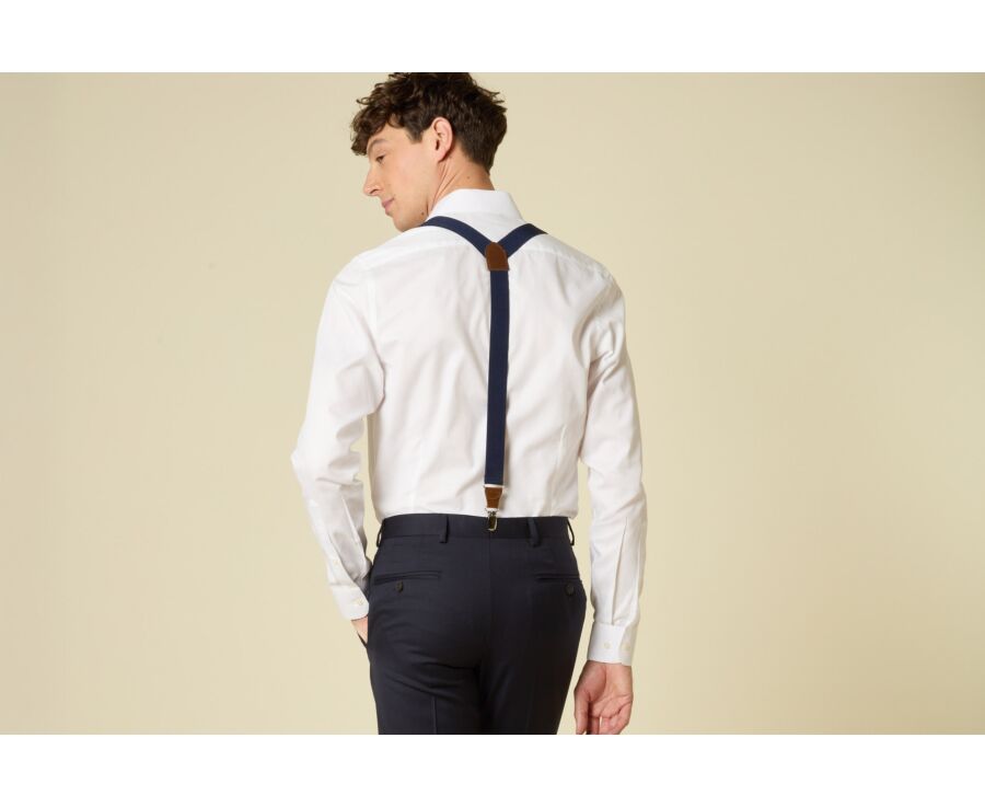 Bretelles Marine avec Détails Châtaigne