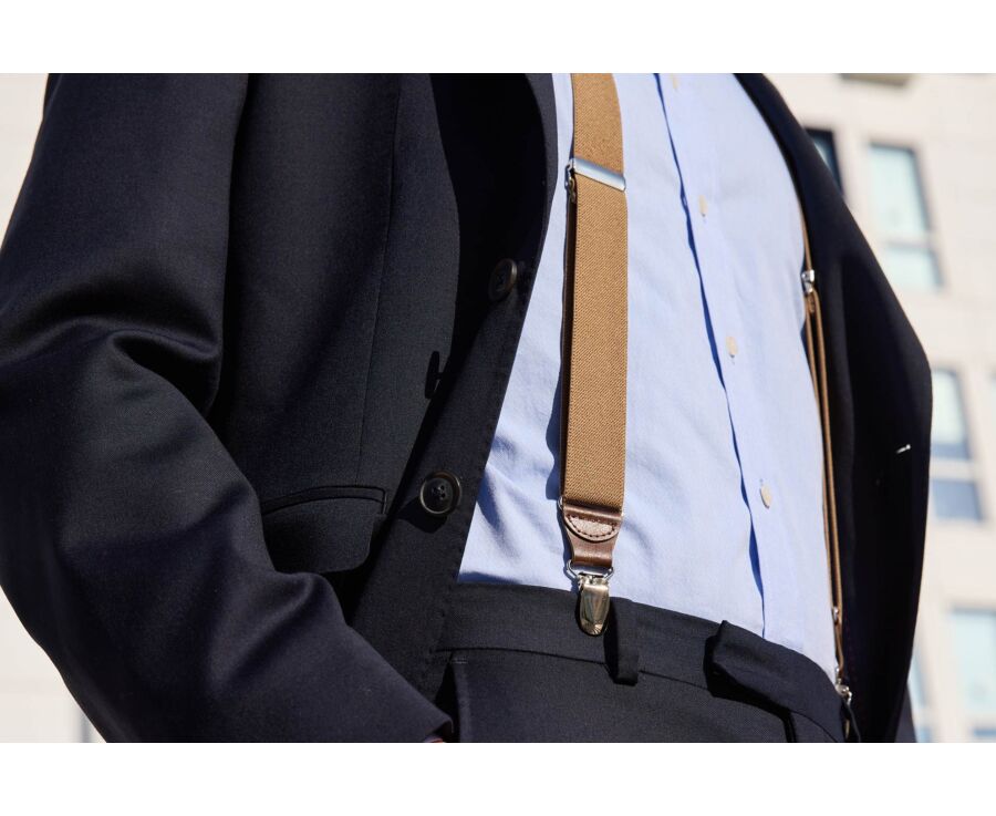 Bretelles Beige Foncé avec Détails Châtaigne