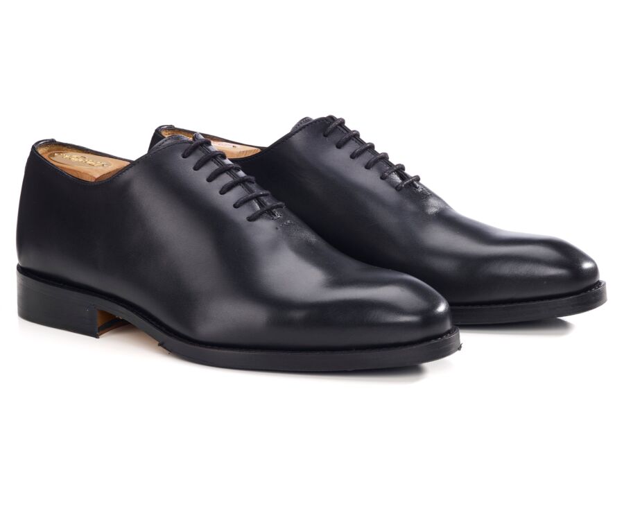 Richelieu homme noir en veau patiné à la main - BARTER PATIN