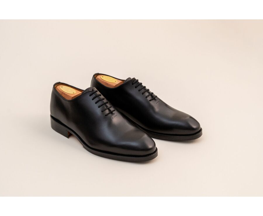 Richelieu homme noir en veau patiné à la main - BARTER PATIN