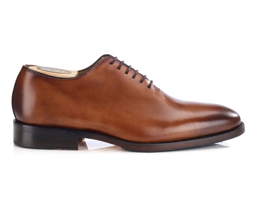Richelieu homme cognac en veau patiné à la main - BARTER PATIN