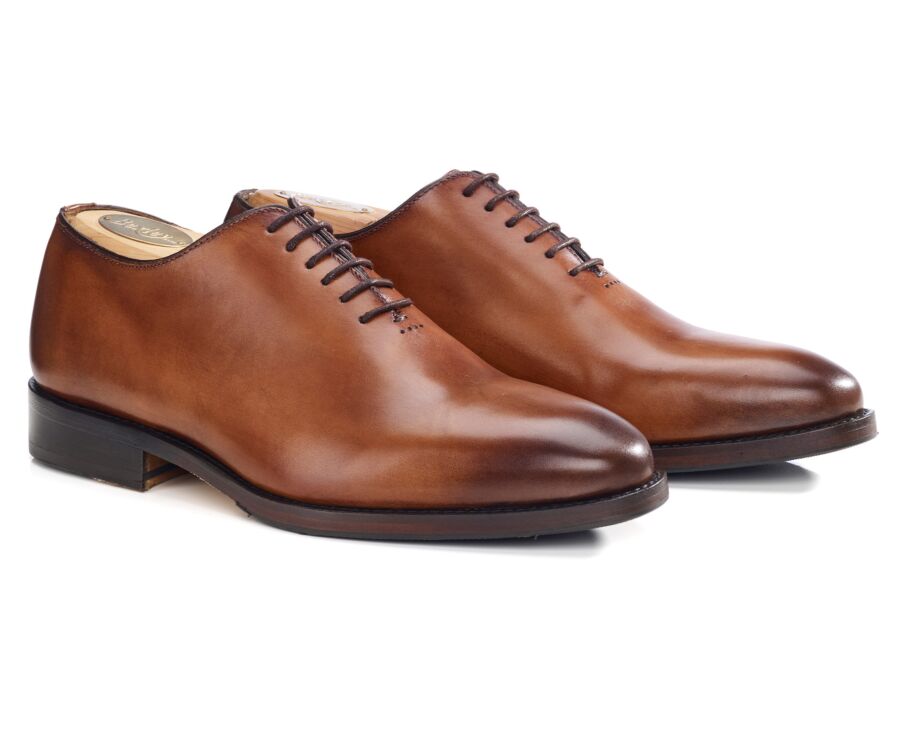 Richelieu homme cognac en veau patiné à la main - BARTER PATIN