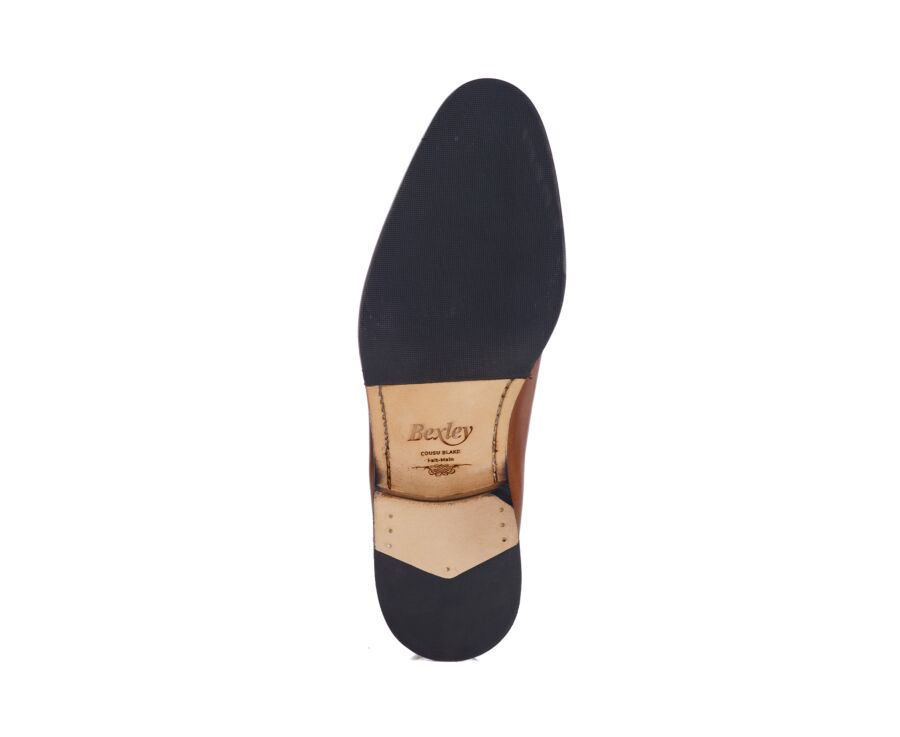 Richelieu homme cognac en veau patiné à la main - BARTER PATIN