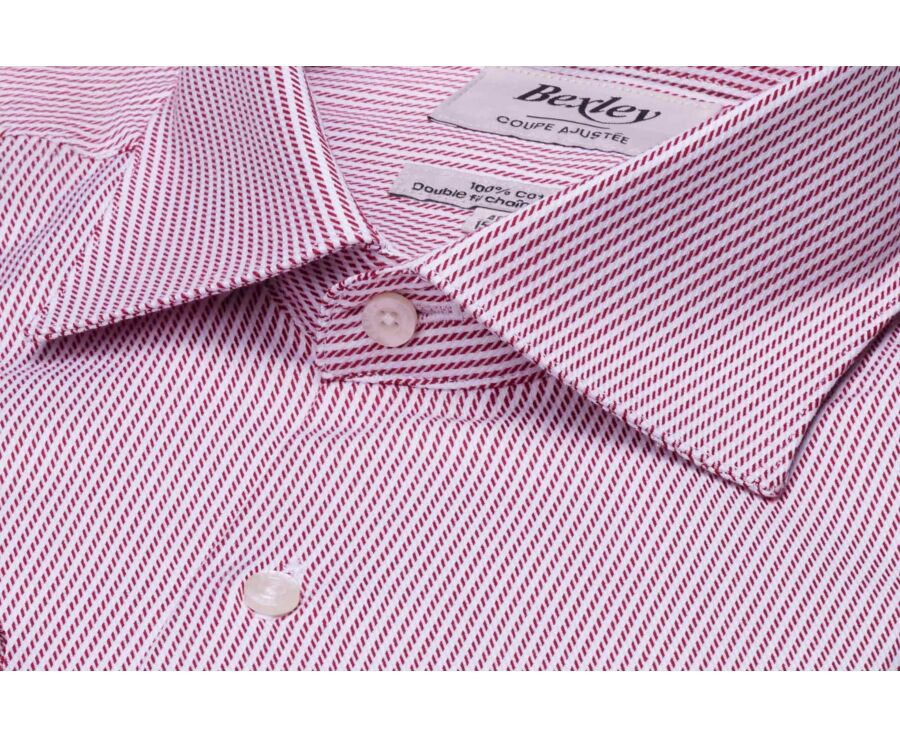 Chemise homme à rayures bordeaux en twill - DINO