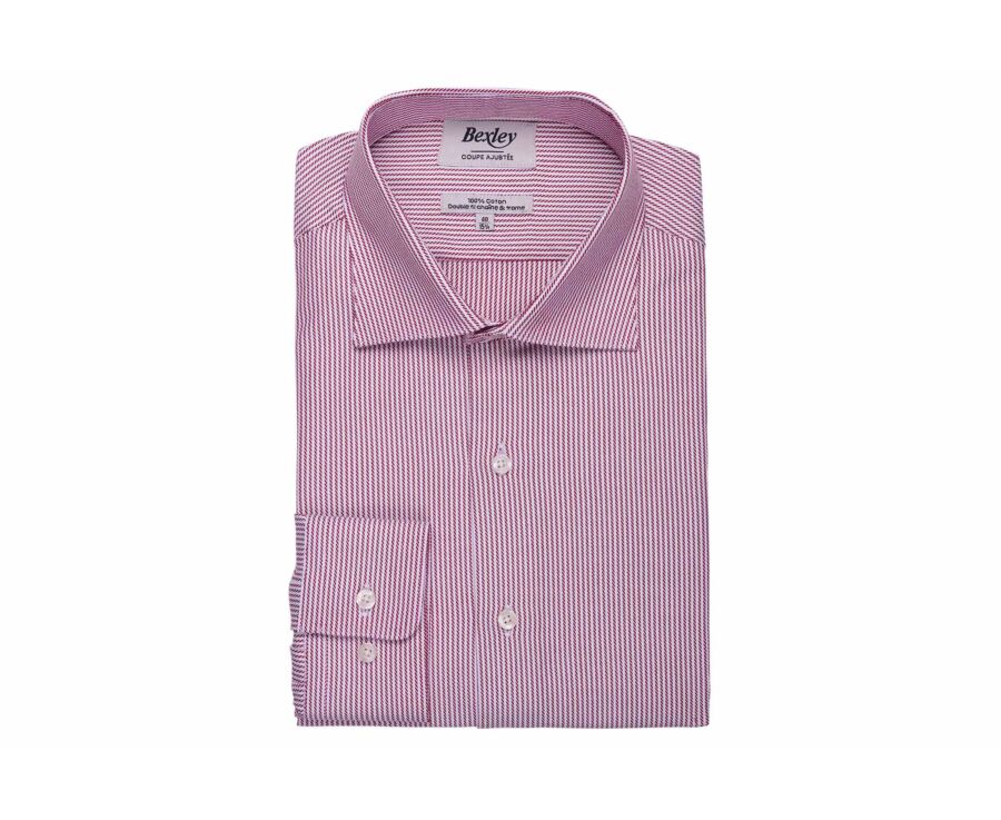 Chemise homme à rayures bordeaux en twill - DINO