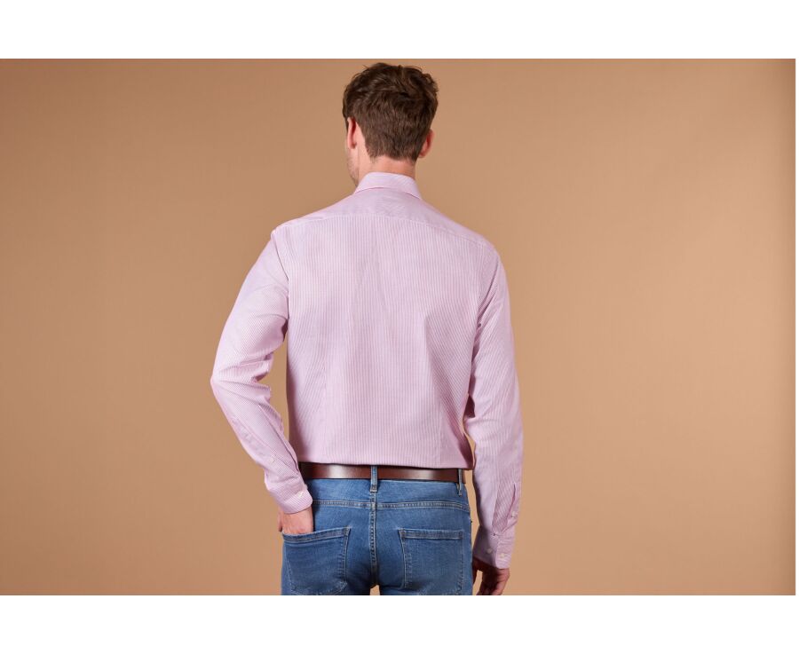 Chemise homme à rayures bordeaux en twill - DINO
