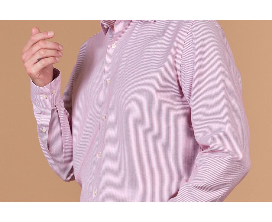 Chemise homme à rayures bordeaux en twill - DINO