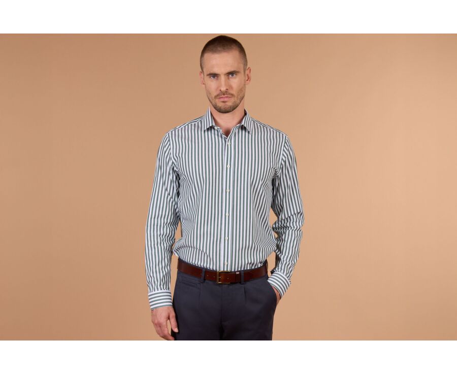 Chemise homme à rayures blanches et vertes - MATHURIN II
