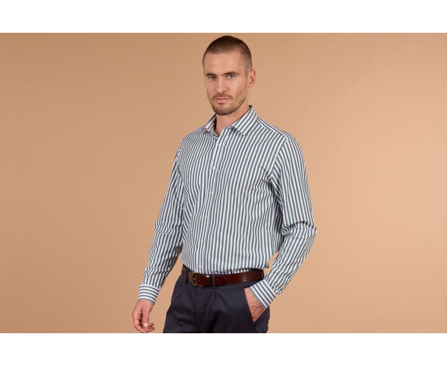 Chemise homme à rayures blanches et vertes - MATHURIN II