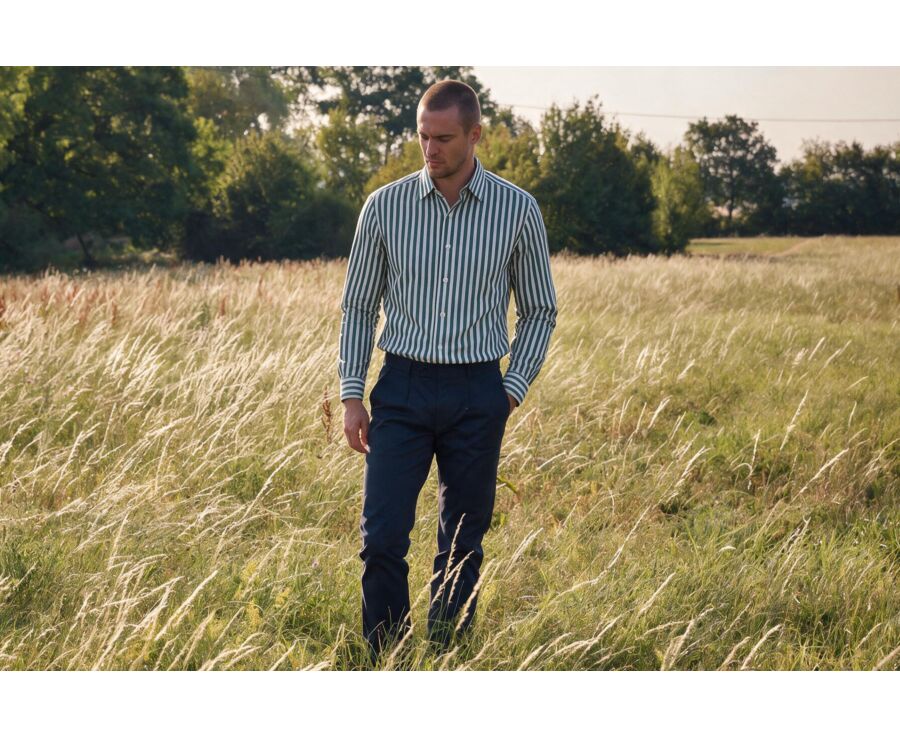 Chemise homme à rayures blanches et vertes - MATHURIN II