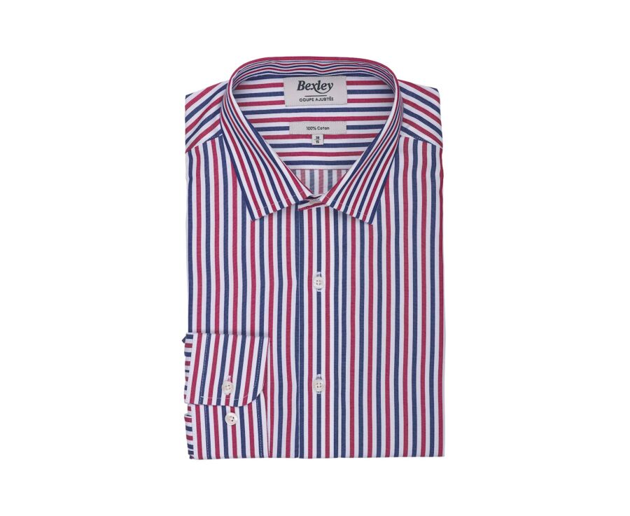 Chemise homme rayée rouge et bleue - MÉRILDE