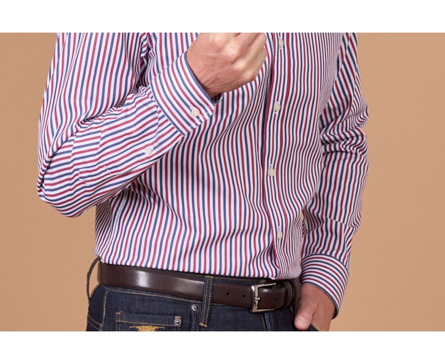 Chemise homme rayée rouge et bleue - MÉRILDE