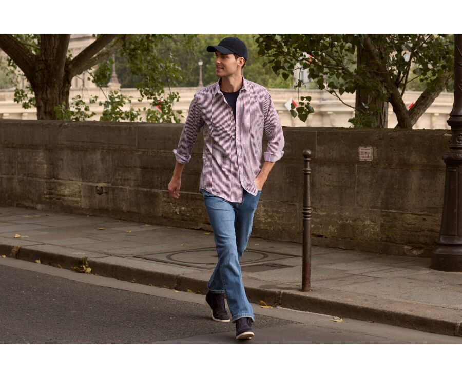 Chemise homme rayée rouge et bleue - MÉRILDE