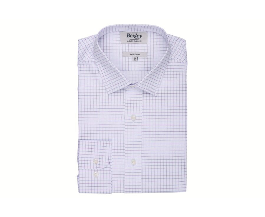 Chemise homme à carreaux navy et violets - JÉRÉMIEN