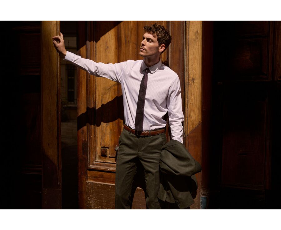 Chemise homme à carreaux navy et violets - JÉRÉMIEN