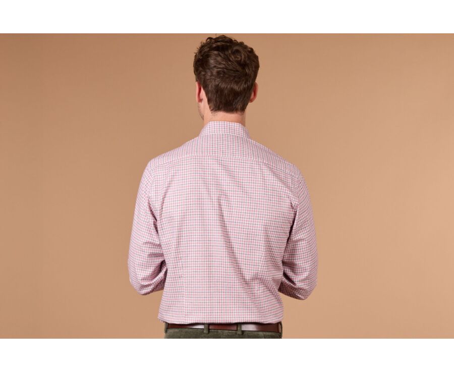 Chemise homme flanelle à carreaux écru et rouge - WILLON