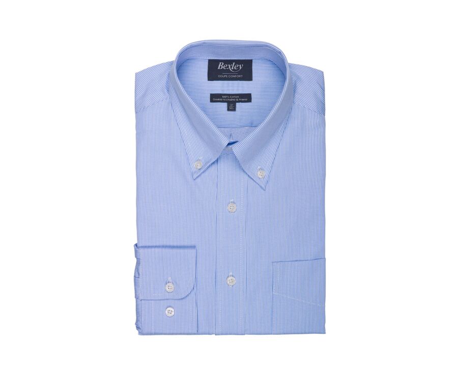 Chemise homme rayée bleu clair et blanche - DWIGHT