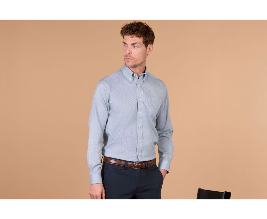 Chemise homme à rayures vertes et blanches - DWIGHT