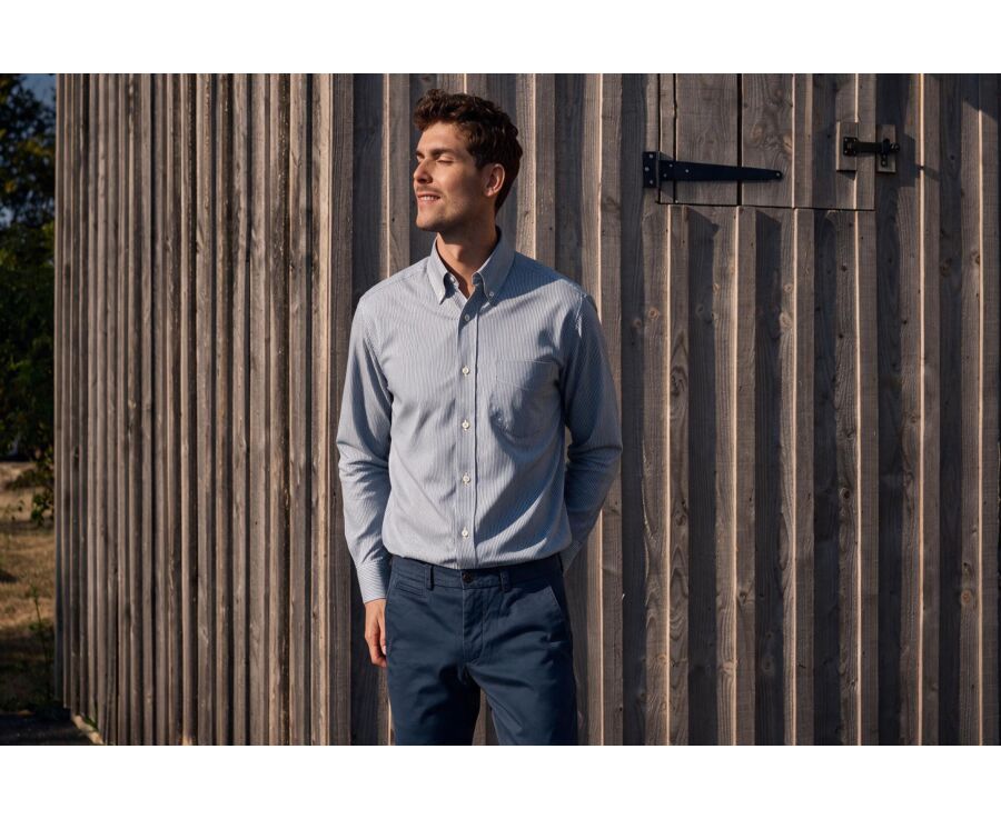 Chemise homme à rayures vertes et blanches - DWIGHT