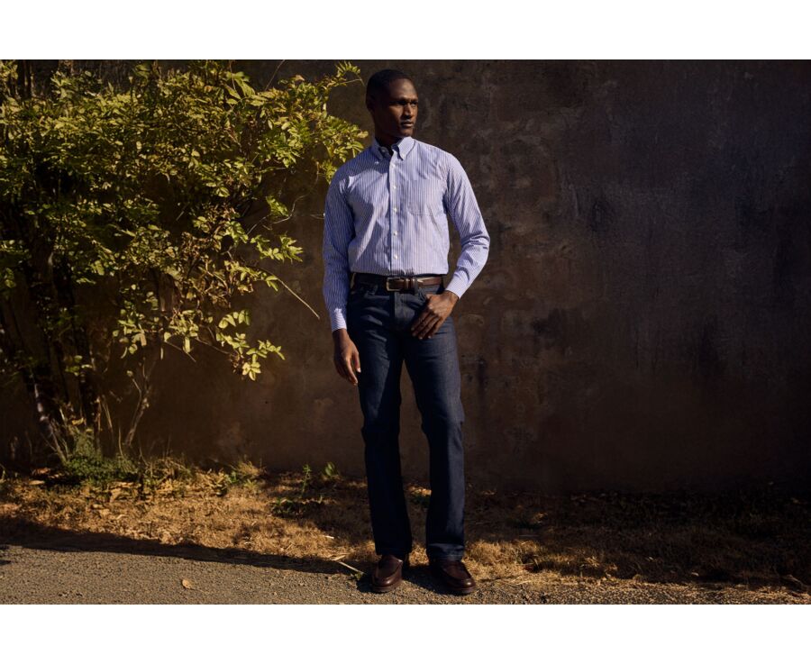 Chemise homme à rayures bleu océan - HUNTER