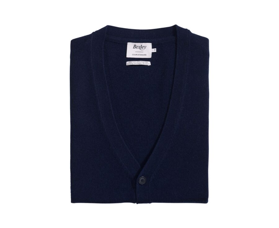 Cardigan homme boutonné marine en laine d'agneau - OWEN III
