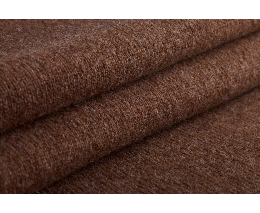 Pull polo homme chocolat chiné en lambswool - BRAIDRICK