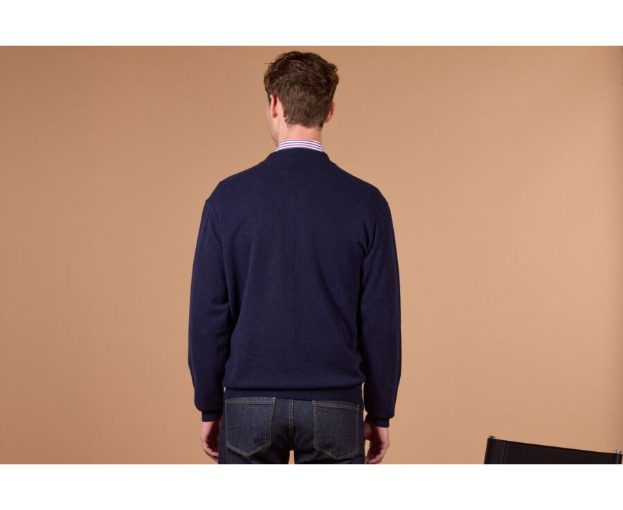 Gilet zippé homme navy en lambswool - BRENNICK