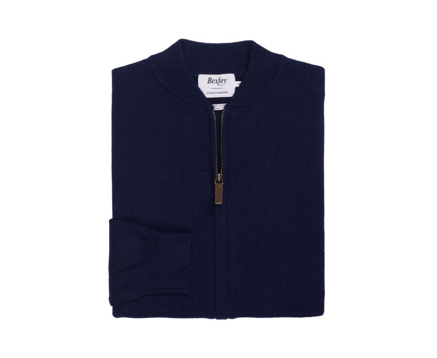 Gilet zippé homme navy en lambswool - BRENNICK