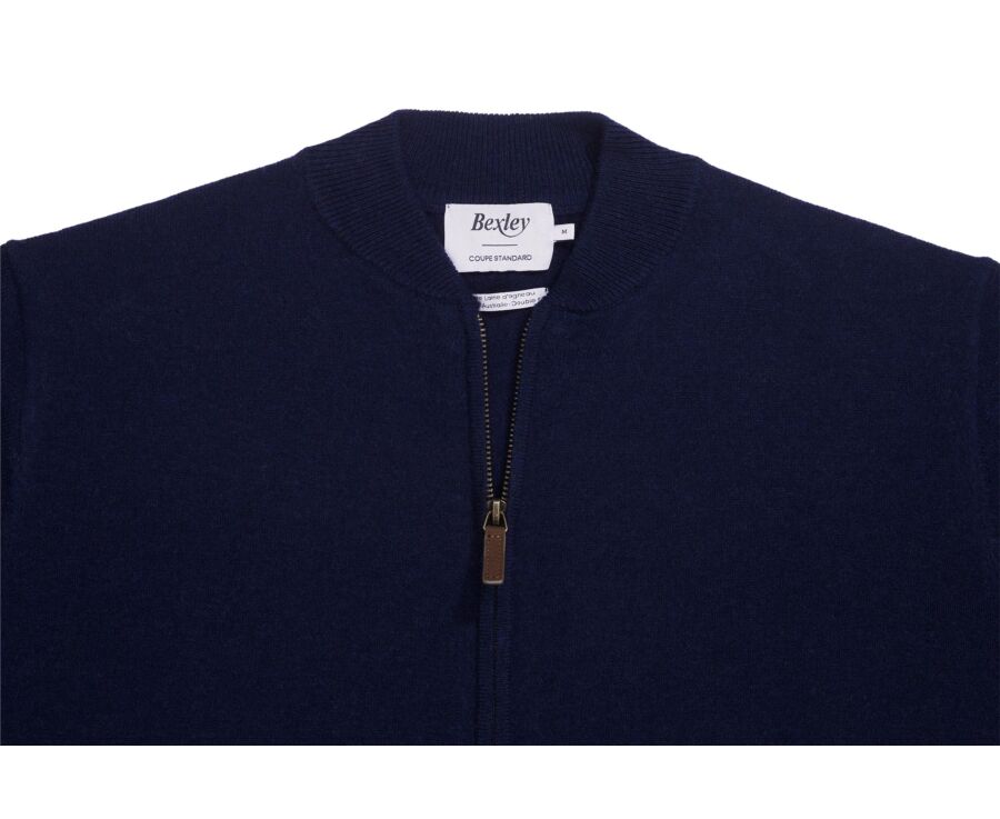 Gilet zippé homme navy en lambswool - BRENNICK