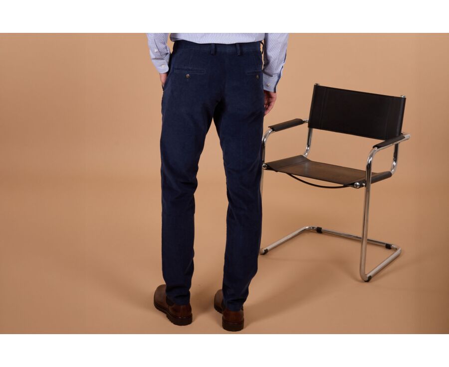 Pantalon chino homme navy en velours milleraies - NOLAS