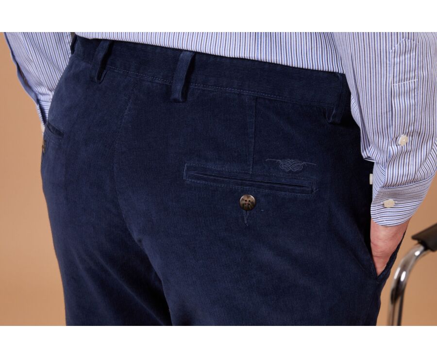 Pantalon chino homme navy en velours milleraies - NOLAS