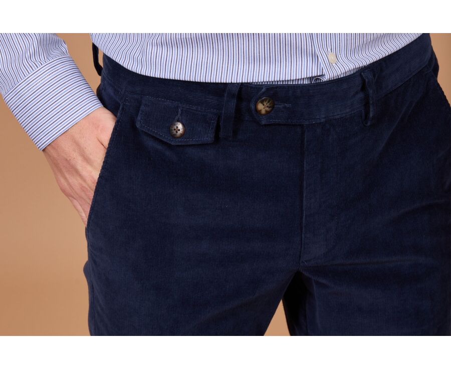 Pantalon chino homme navy en velours milleraies - NOLAS